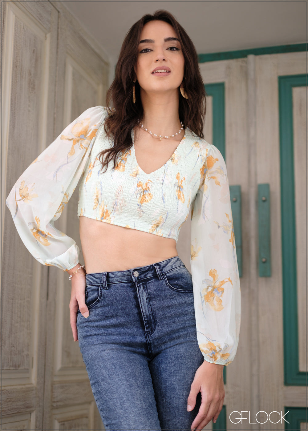 Long Sleeve Smocked Top - 040425