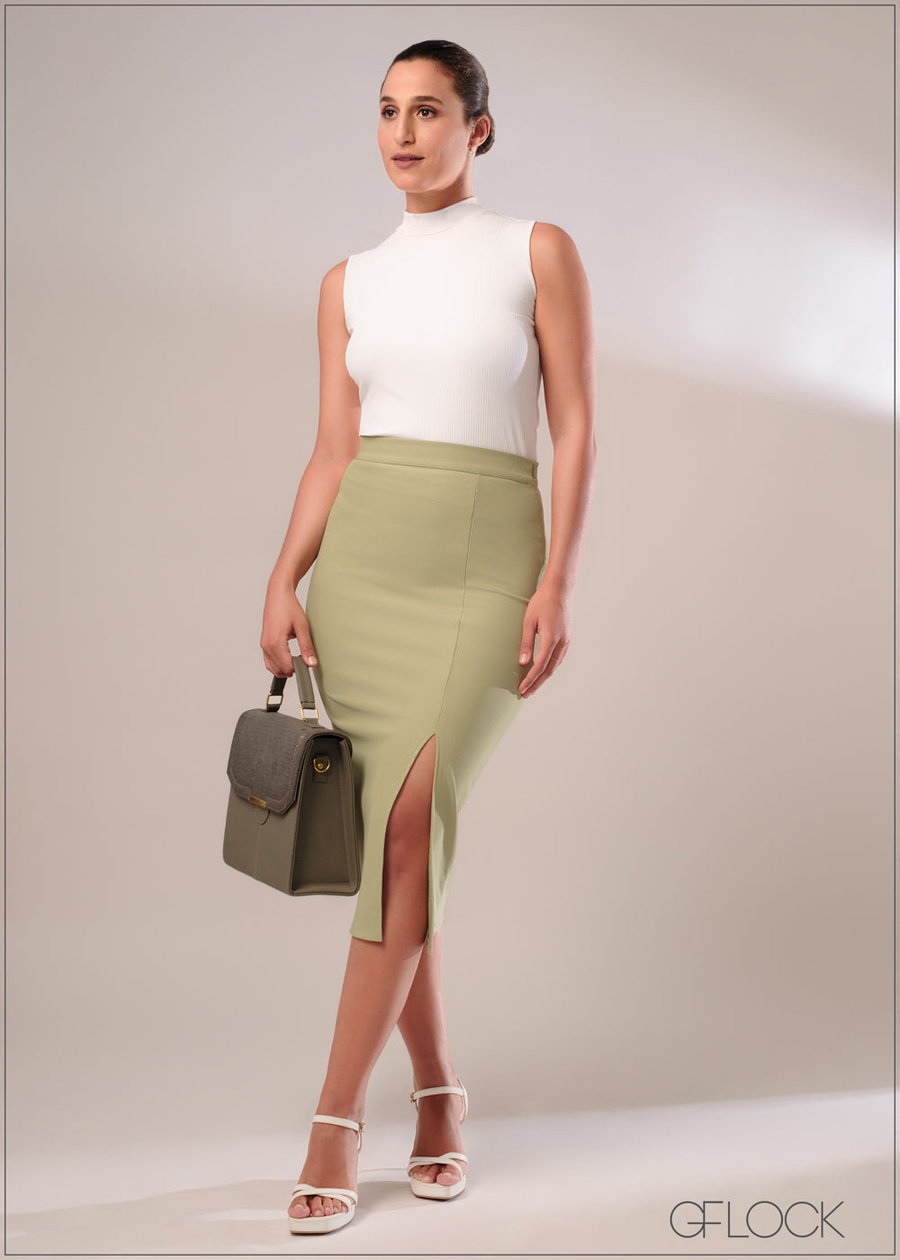 Pencil Skirt With Side Slit - 120124