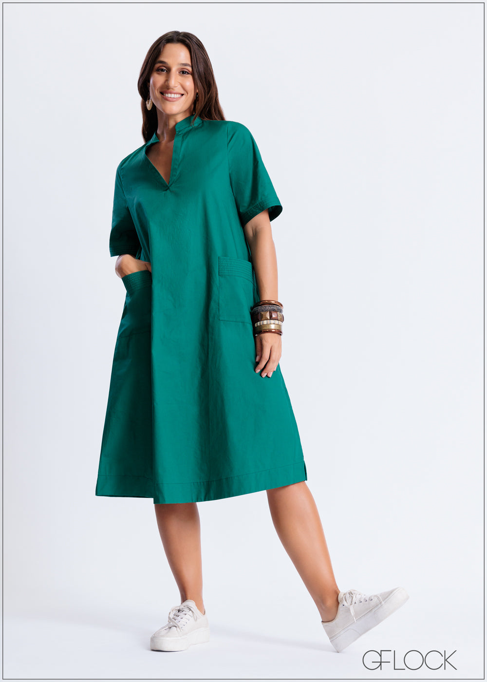 Tunic Collared Midi Dress - 260824