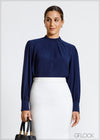 Long Sleeve Top With Front Pleats - 010724