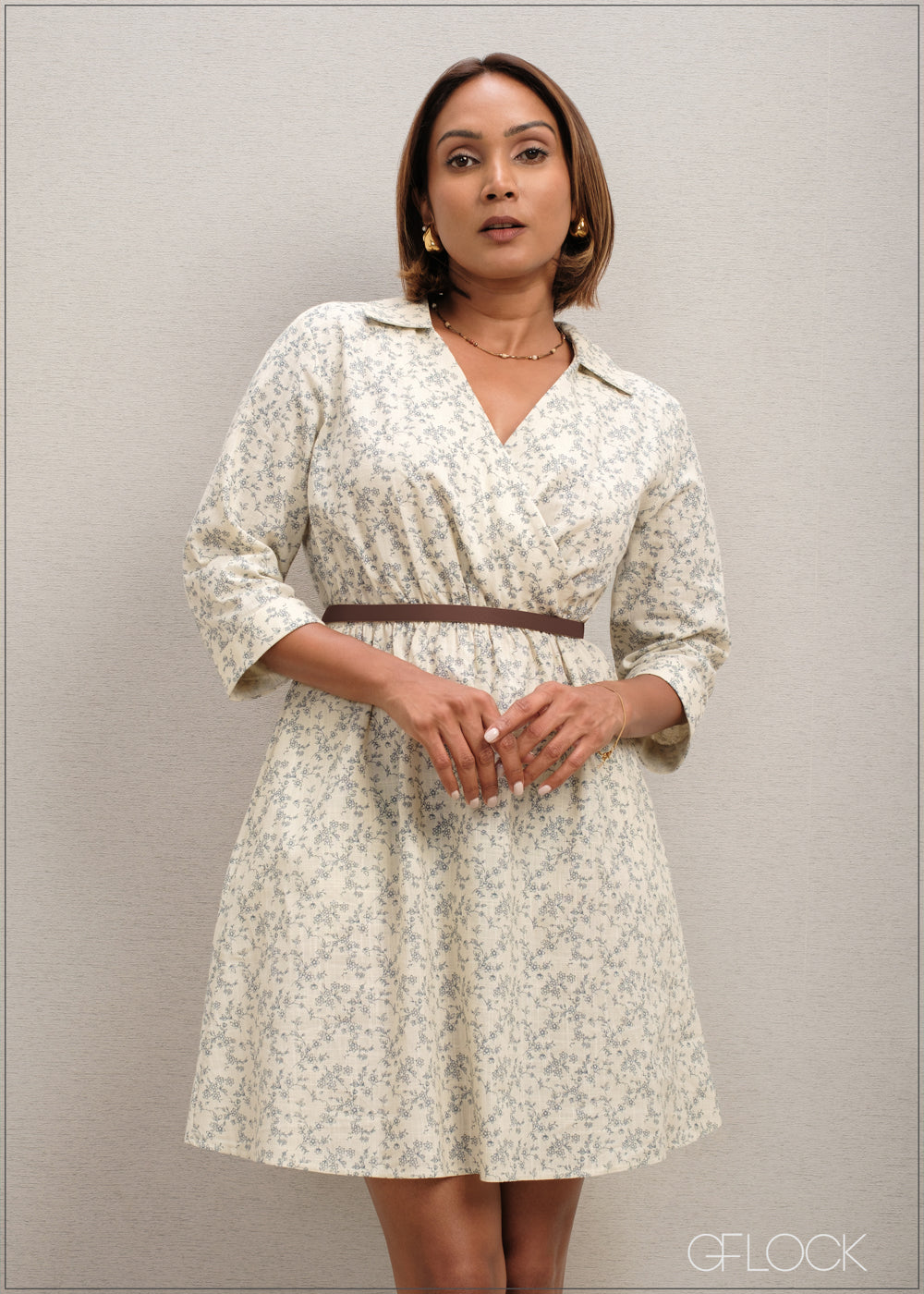 Long Sleeve Printed Dress - 300625