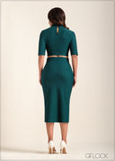 Front Slit Detail Midi Skirt - 221123