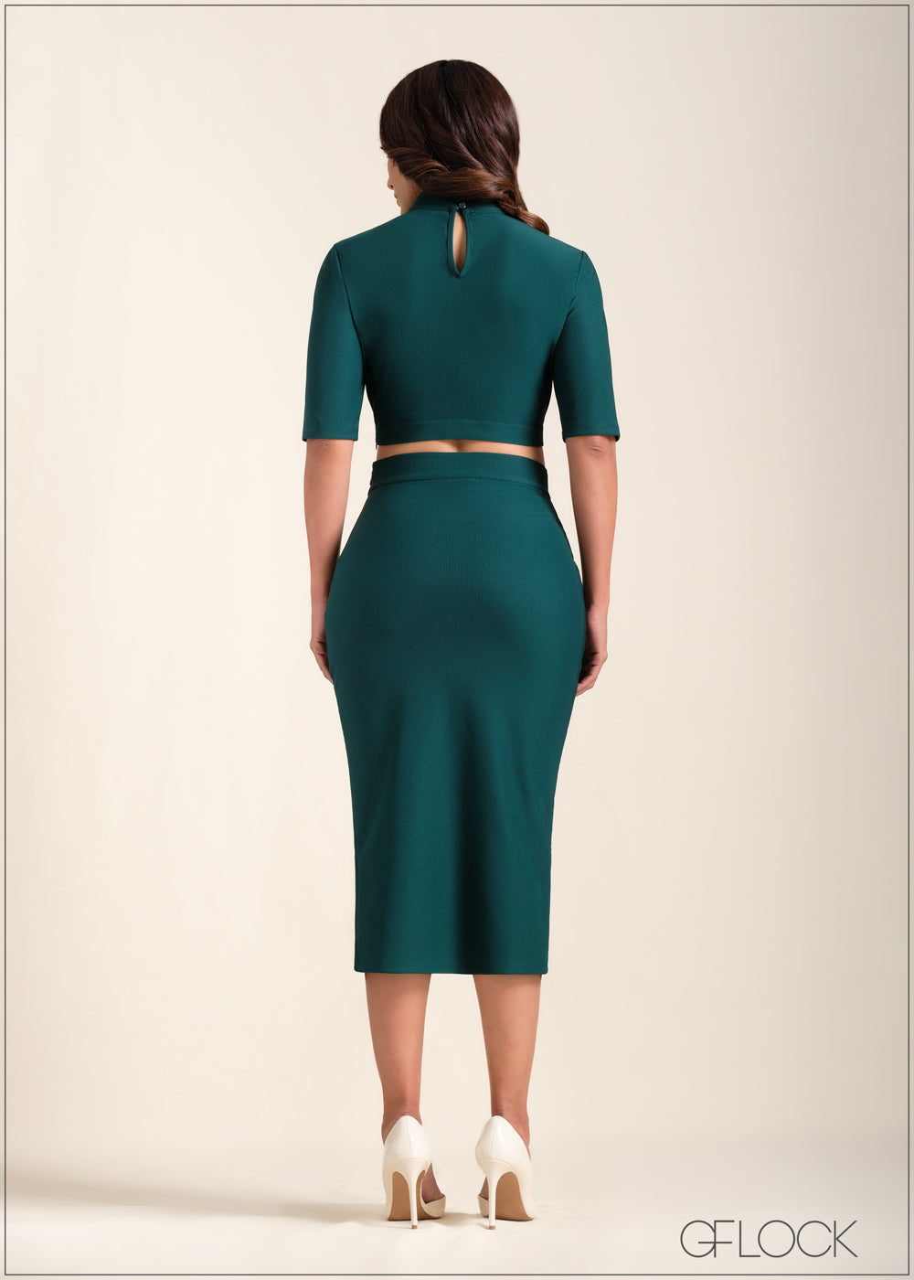 Front Slit Detail Midi Skirt - 221123