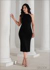 Shoulder Detail Bodycon Midi Dress - 090625