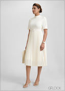 High Neck Pleated Dress - 051026