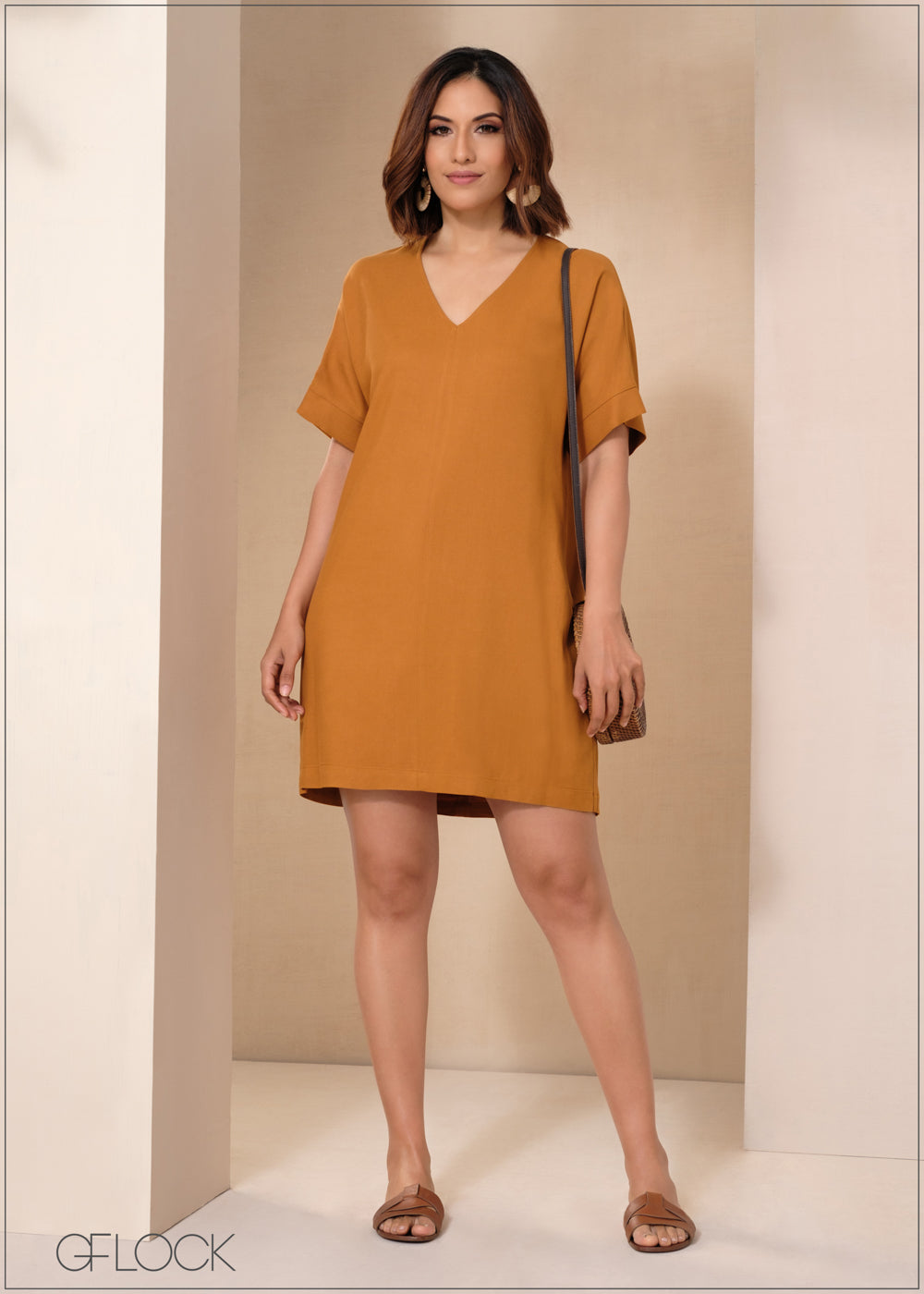 V-Neck Shift Dress 050424