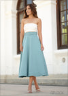 High Waisted Flared Midi Skirt - 210723