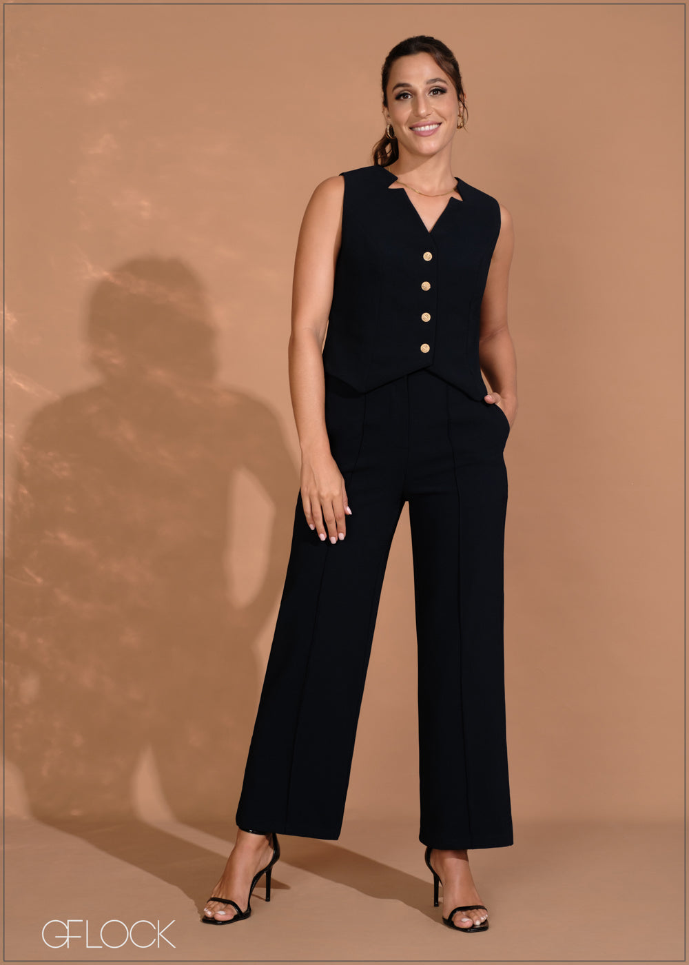 High Waisted Pintuck Straight Leg Pant - 260724