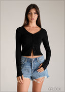 Button Down Long Sleeve Top - 110626