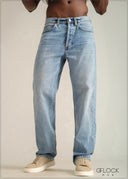 Mid Blue Straight Leg Jean - Long Length - 081026