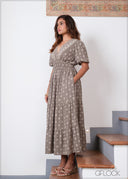 V-Neck Printed Dress - 280826