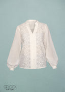 Embroidered V-Neck Shirt - 250426