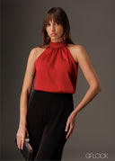 High neck sleeveless satin top