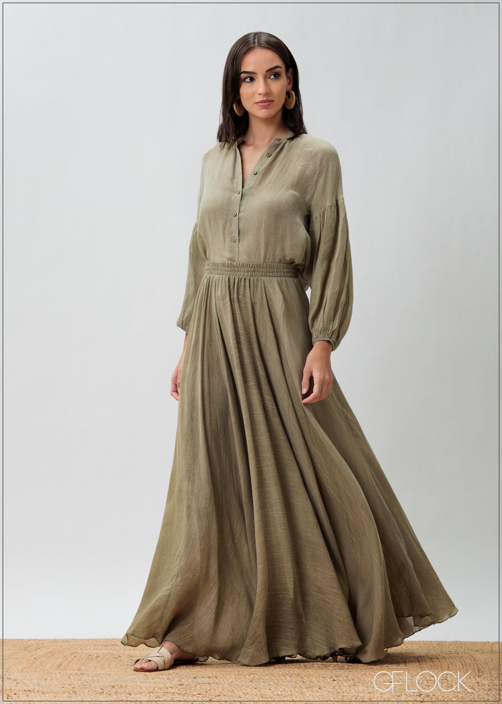 Hand Dyed Maxi Skirt - 070425