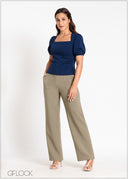 Straight Leg Pant With Seam - 041124