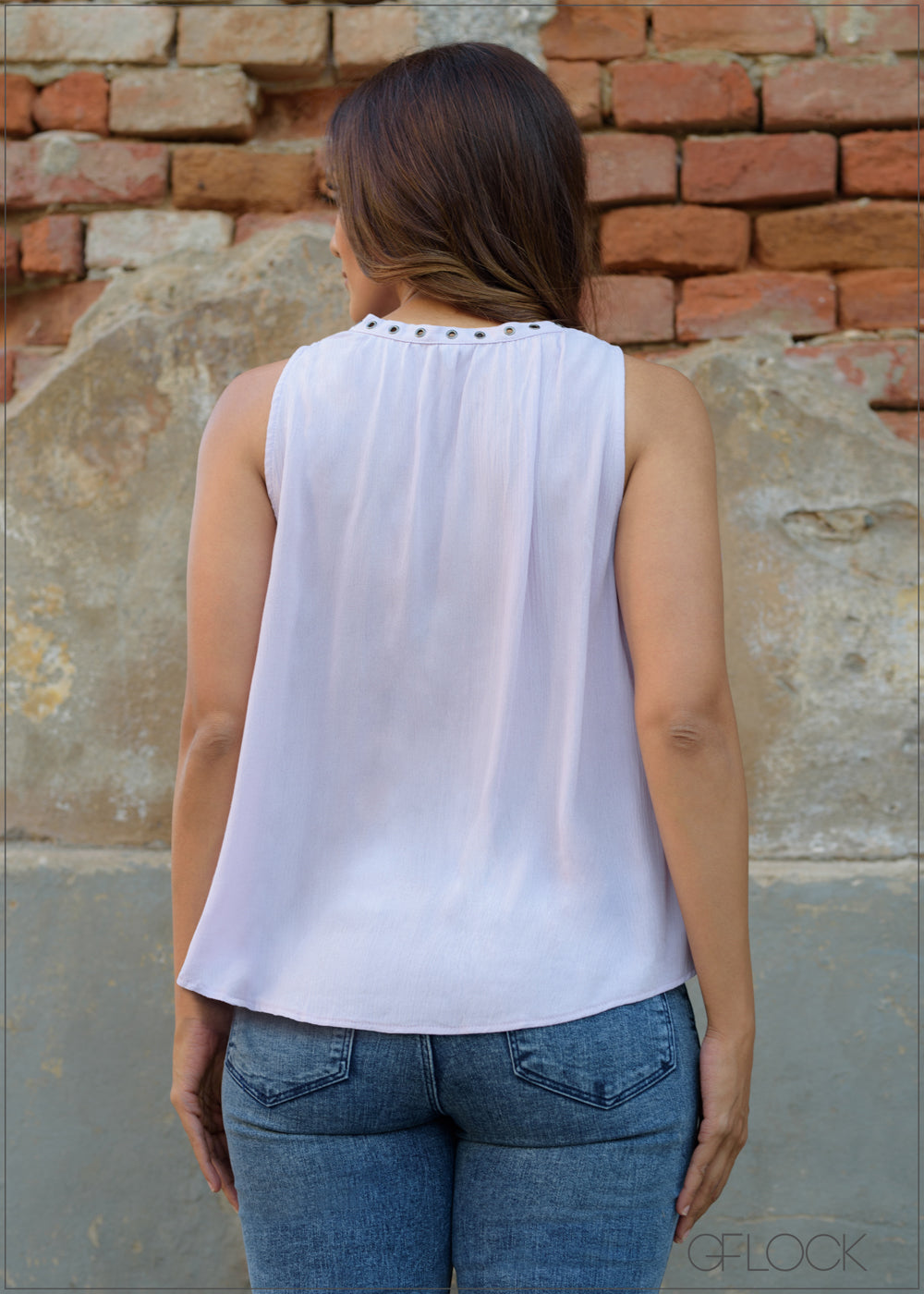 Sleeveless Eyelet Detail Top - 210823