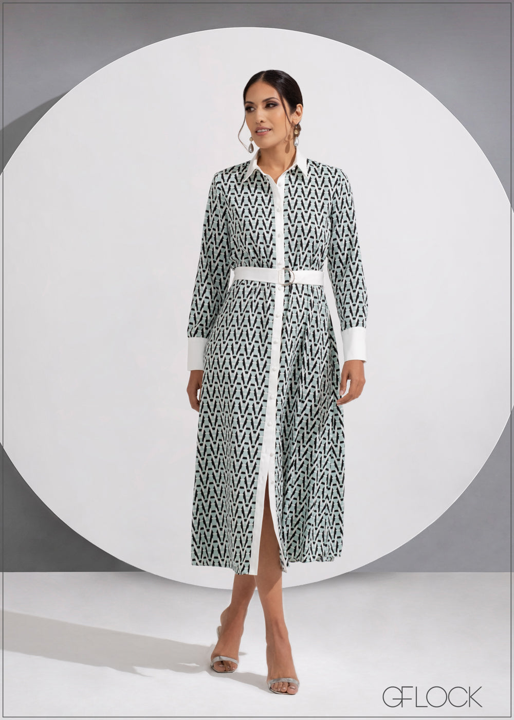 Contrast Tie Up Detailed Midi Dress - 190523