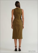 Sleeveless Belt Detailed Midi Dress - 070926