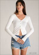 Button Down Long Sleeve Top - 110626