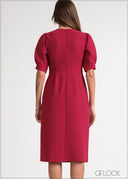 Puff Sleeve Midi Dress - 170826