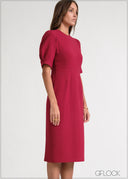 Puff Sleeve Midi Dress - 170826
