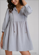 Balloon Sleeve Gauze Dress - 250425