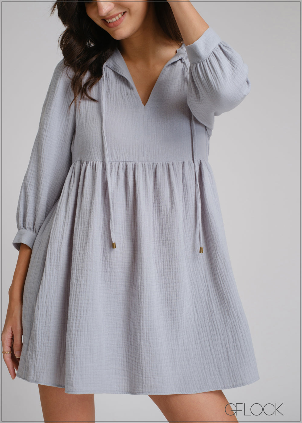 Balloon Sleeve Gauze Dress - 250425