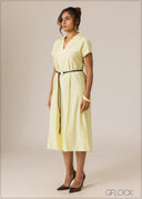Maxi Dress With Leather Belt - 110926