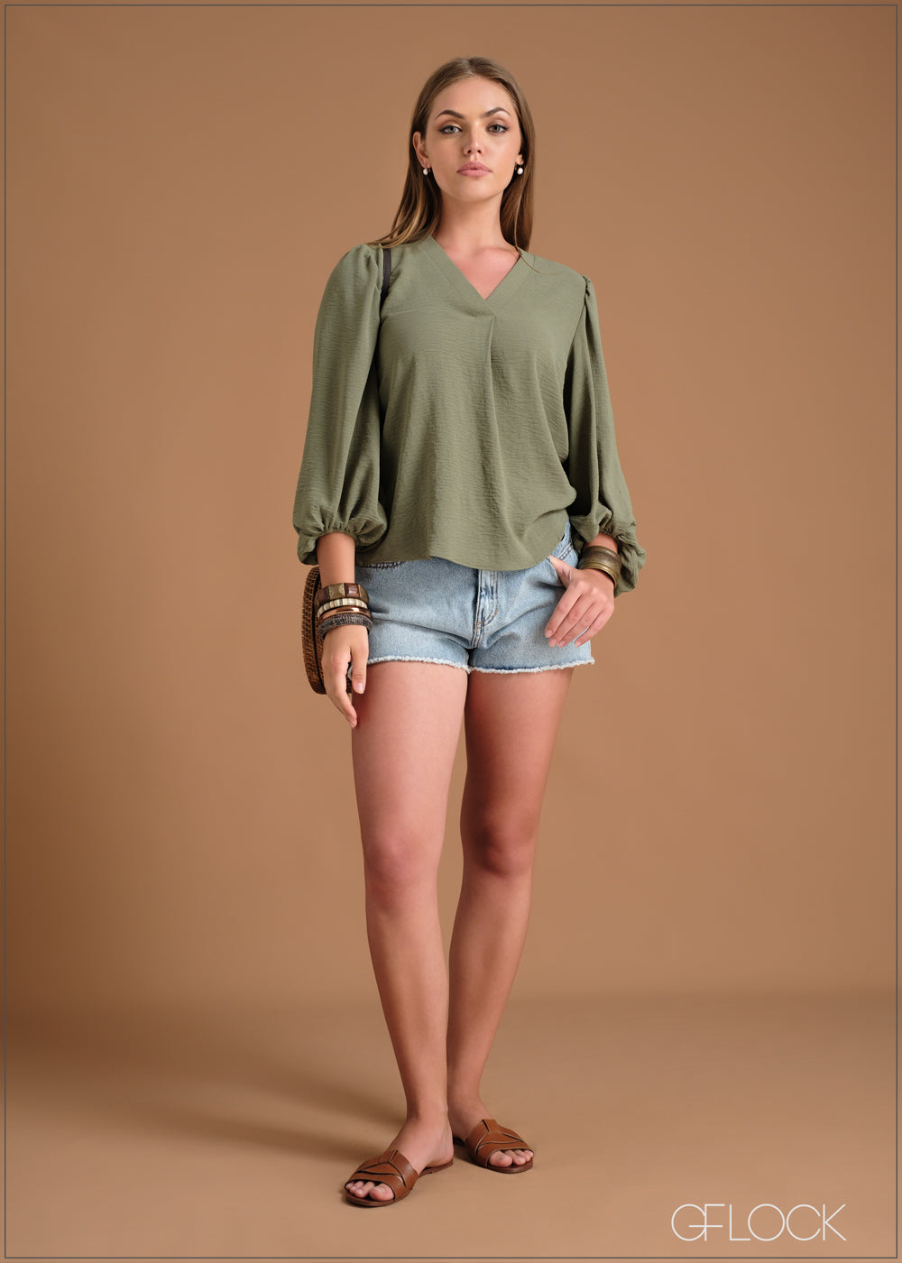 Oversized V-Neck Top - 220324