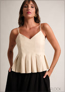 Box Pleat Detailed Strappy Top - 190126