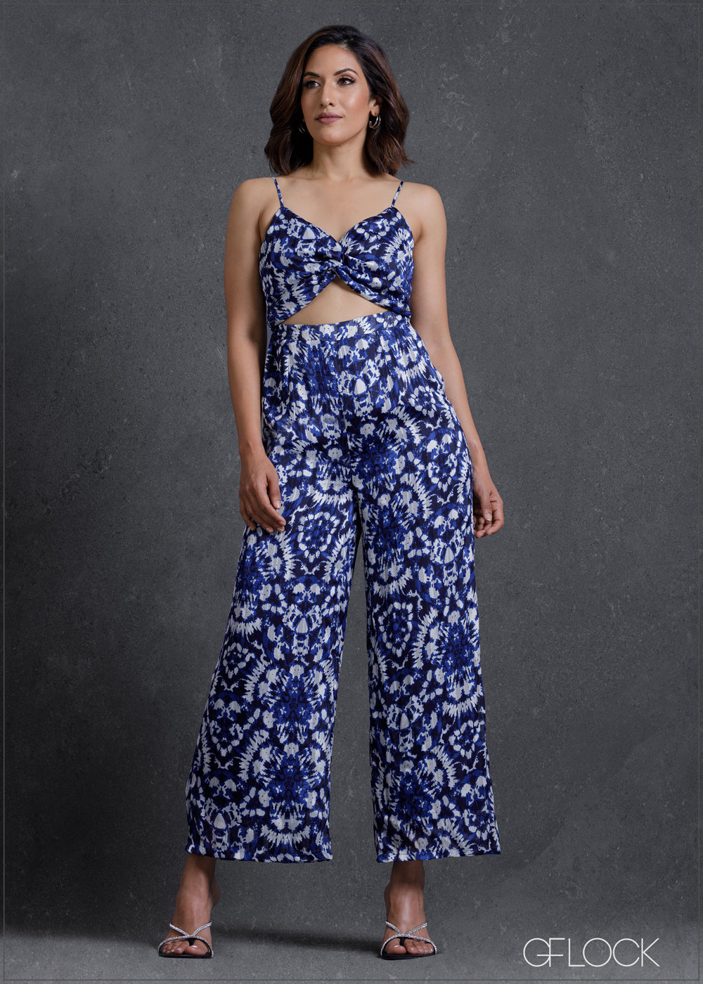 Sleeveless Twisted Detailed Flared Jumpsuit - 230224