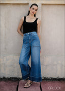 Wide Leg Let Hem Jean - Long Length - 090425