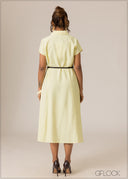 Maxi Dress With Leather Belt - 110926
