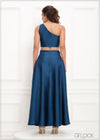 High Waisted Tie Up Flared Maxi Skirt - 290923