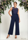 Lace Contrast Straight Leg Jumpsuit - 190724