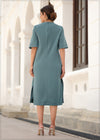 Short Sleeved Side Slit Dress - 210723