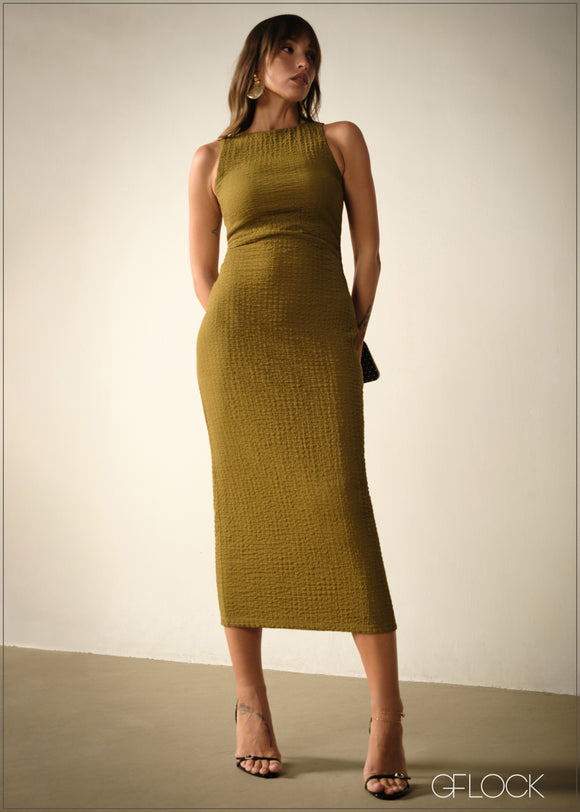 Twist Neck Sleeveless Bodycon Dress - 271125