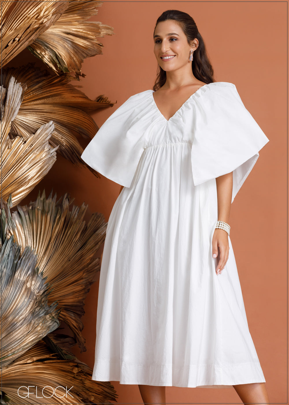 V-Neck Detailed Midi Dress - 020424