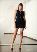 Denim Button Front Vest - 141225