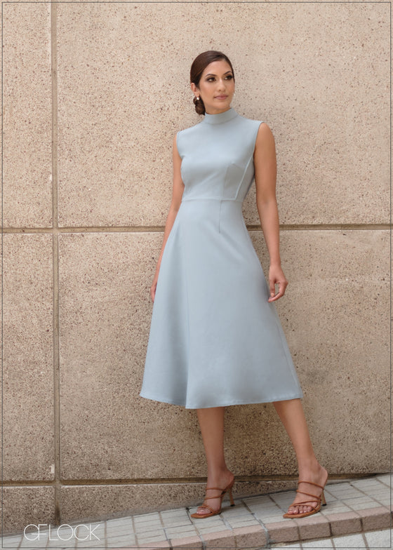 High Neck Sleeveless Midi Dress - 260723