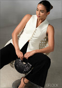 V-Neck Sleeveless Blazer Top - 270625