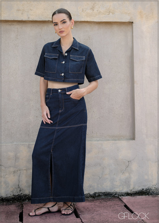 Denim Long Skirt - 090425