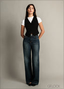 Mid Blue Wide Leg Jean - Short Length - 150726