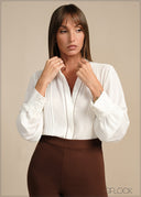 Lace Trim Pleated Top - 020226