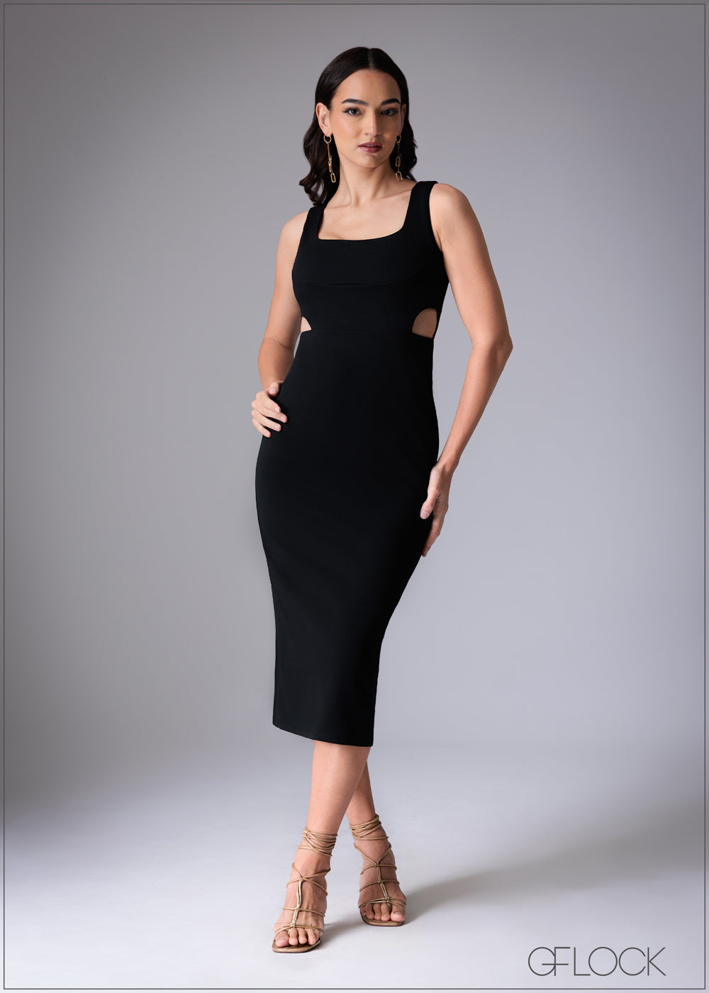 Cut-Out Detail Bodycon Midi Dress - 110725