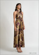 Printed Halter Neck Maxi Dress - 160326