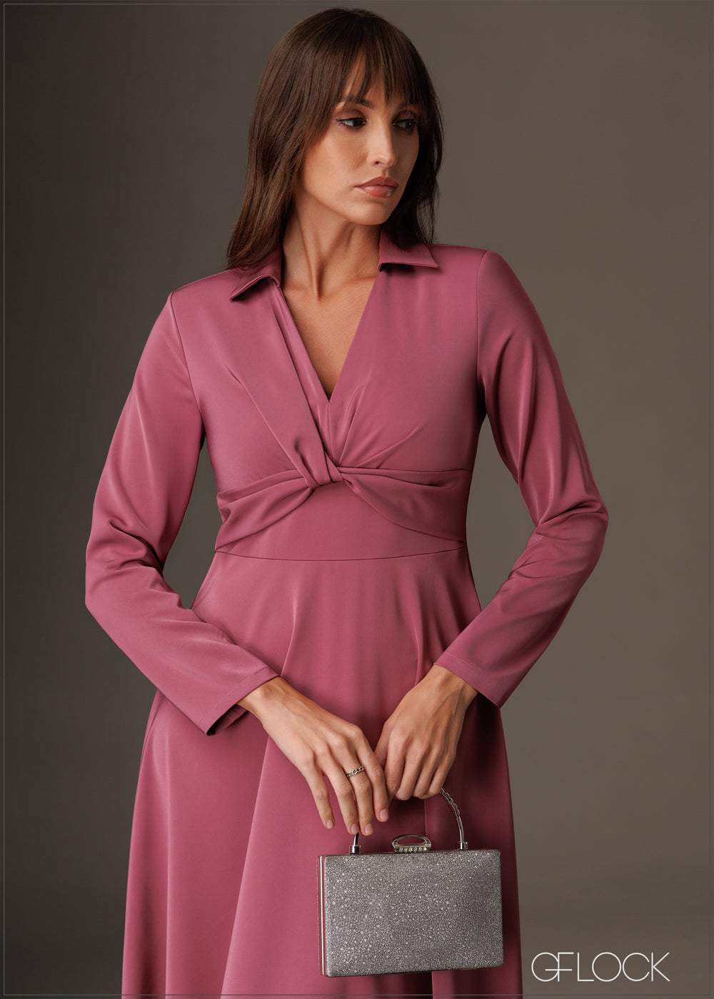 Collared Knot Midi Dress - 141125