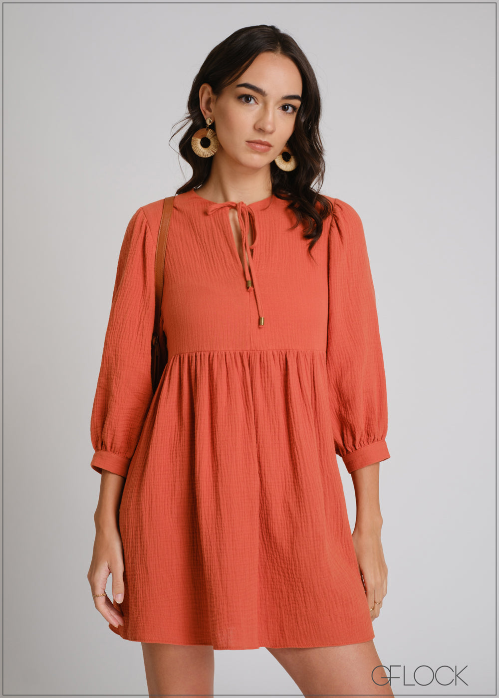 Balloon Sleeve Gauze Dress - 250425