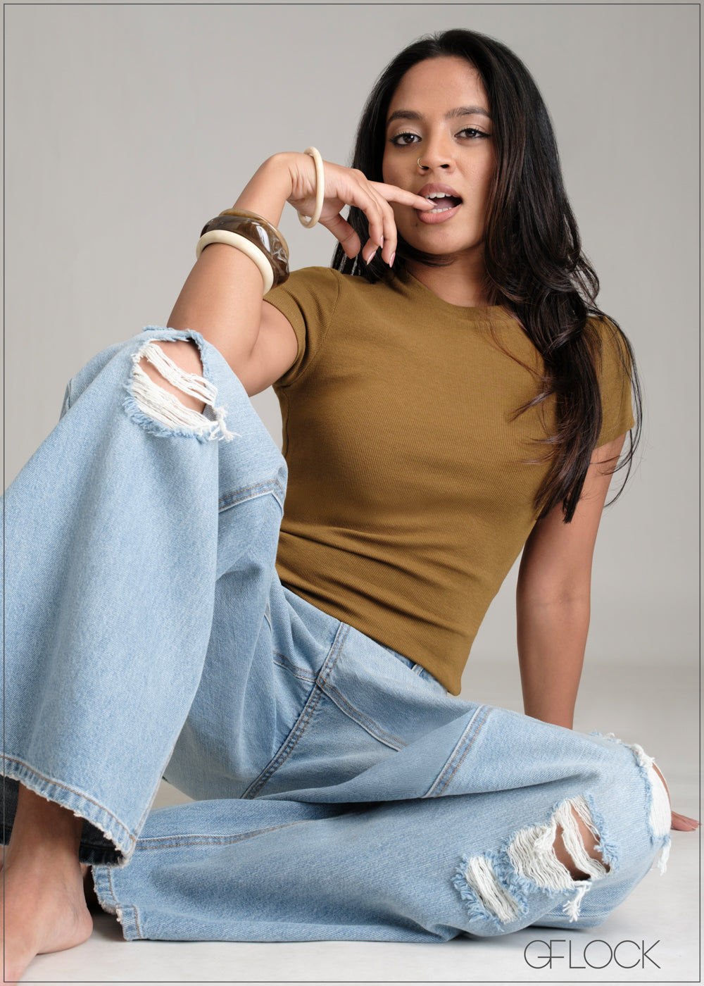 Short Sleeve Rib Top - 061225