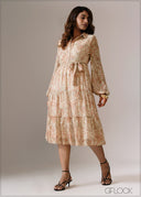 Long Sleeve Tiered Dress - 121026